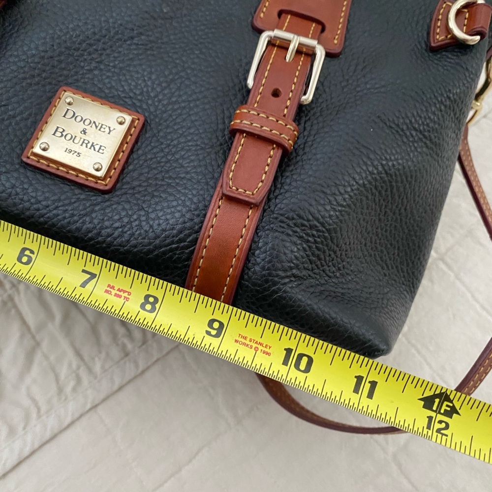 Dooney & Bourke Black Satchel with Brown Trim and Gold Hardware - Picture 6 of 10